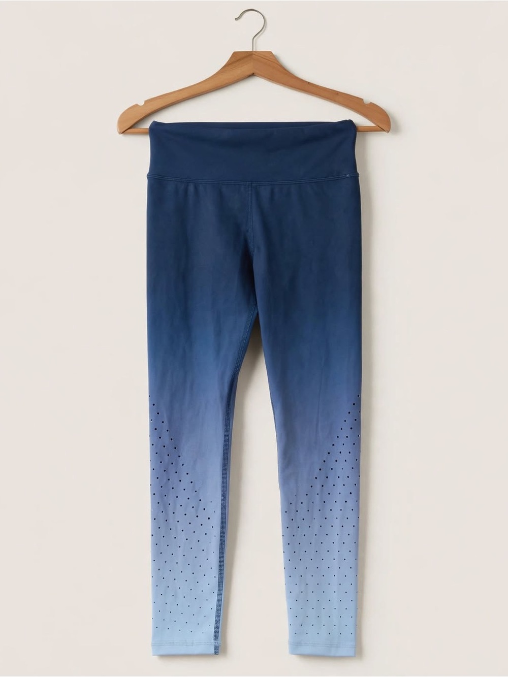 Athleta XXS ombré blue laser cut perforate leggings high waist zip pocket